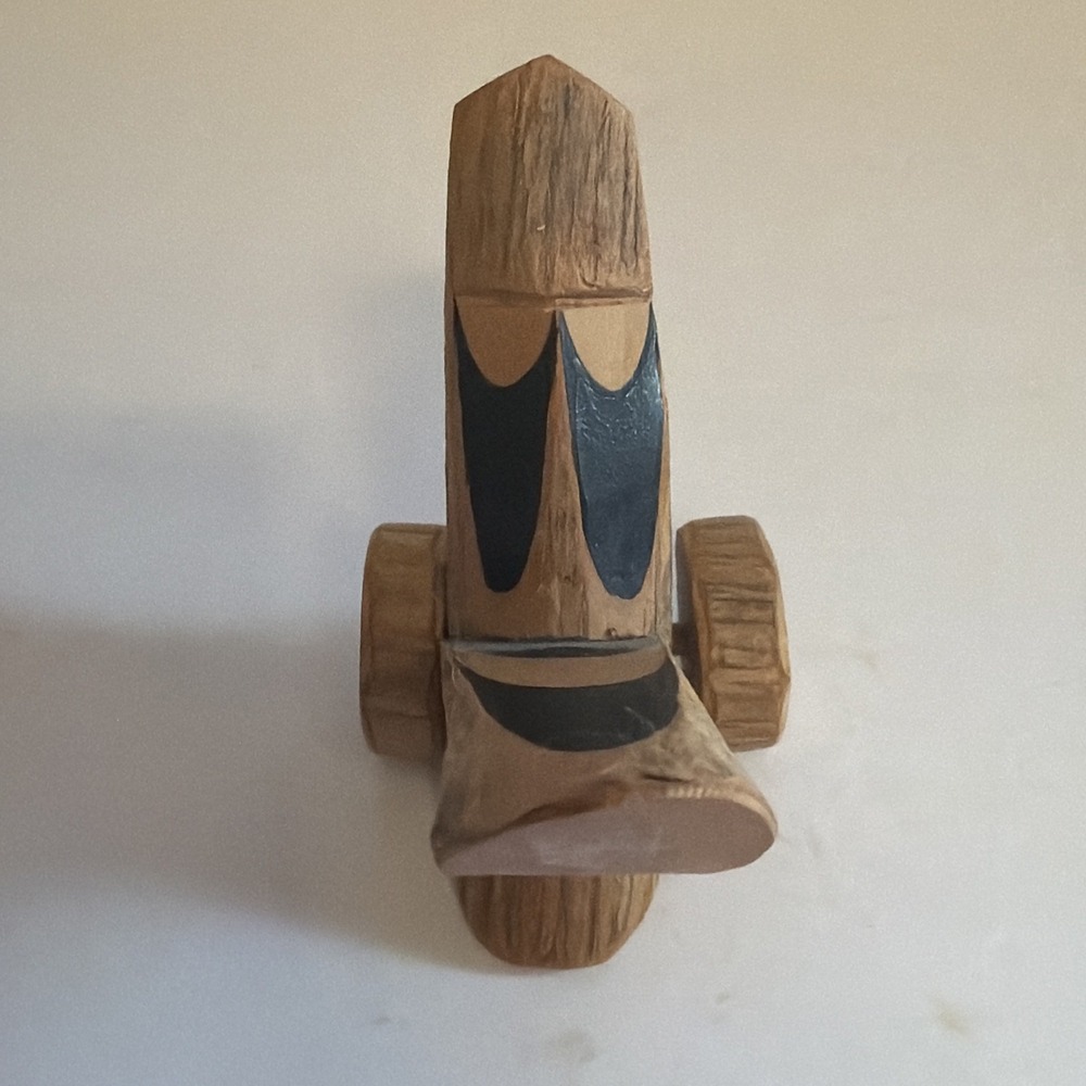 Kishima Japanese Wooden Click Clack Bird Toy on wheels signed Japan Folk Art - Picture 15 of 16